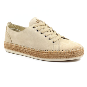 Lazy Dogz Maddison Beige Womens Casual Comfort Leather Trainer