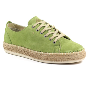 Lazy Dogz Maddison Olive Green Womens Casual Comfort Leather Trainer