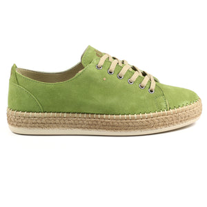 Lazy Dogz Maddison Olive Green Womens Casual Comfort Leather Trainer