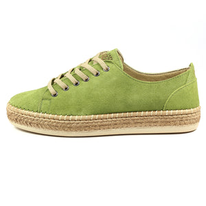 Lazy Dogz Maddison Olive Green Womens Casual Comfort Leather Trainer
