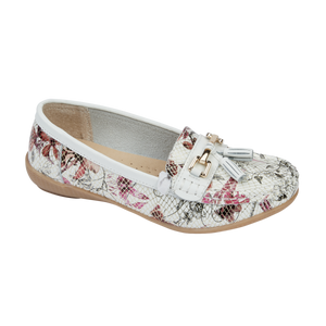 Jo & Joe Mandalay White/Gold/Multi Womens Casual Comfort Leather Loafers