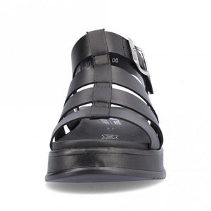 Rieker R-Evolution W0804-00 Black Womens Casual Comfort Gladiator Sandal