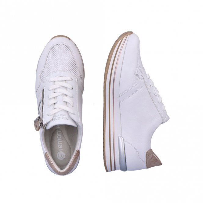 Remonte D1318-81 White Combination Womens Casual Comfort Leather Lace Up Trainers