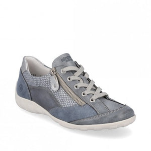 Remonte R3410-14 Womens Blue Combination Lace Up and Zip Leather Shoes