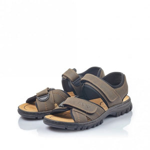 Rieker 25051-27 Brown Mens Casual Comfort Touch Fastening Sandals