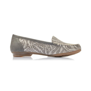 Rieker 40086-42 Grey Womens Casual Comfort Leather Loafers