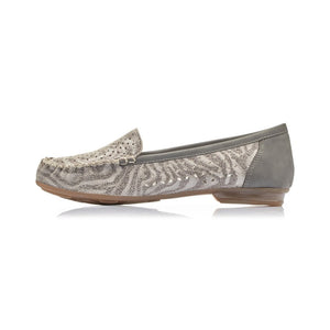 Rieker 40086-42 Grey Womens Casual Comfort Leather Loafers