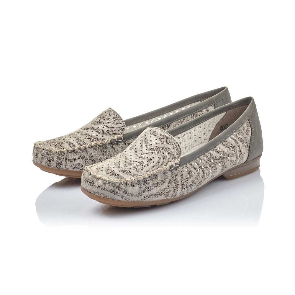 bestikke boliger kultur Rieker 40086-42 Grey Womens Casual Comfort Leather Loafers – The Shoe Centre