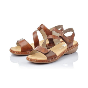 Rieker 659C7-24 Brown Womens Casual Comfort Touch Fastening Sling Back Sandals
