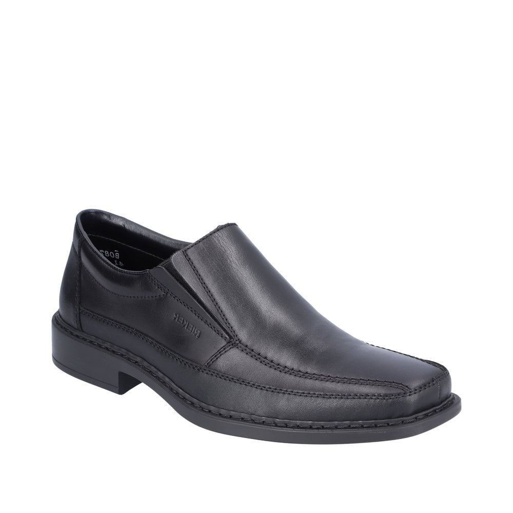 Rieker B0873-00 Black Mens Smart Comfort Leather Slip On Shoes
