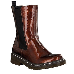 Rieker 76280-25 Brown Women's Zip Up Chunky Long Chelsea Boots