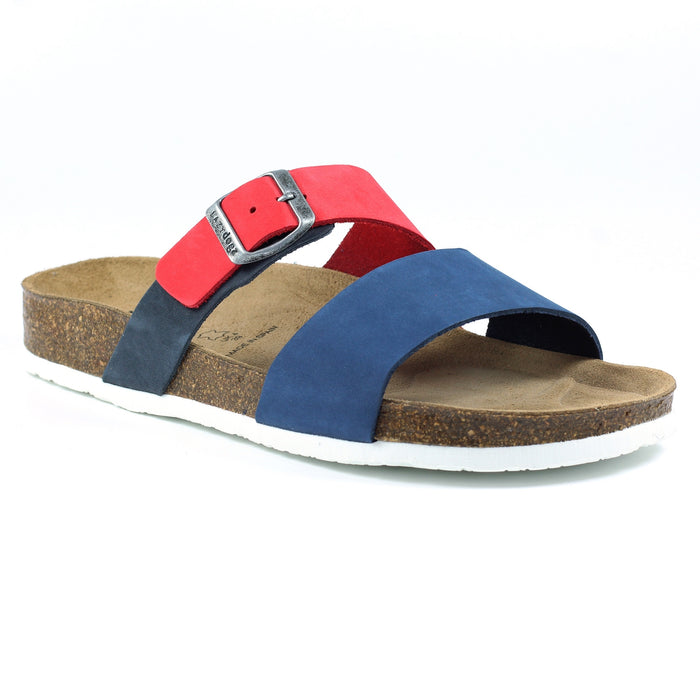 Lazy Dogz Ruby Red Multi Womens Casual Comfort Leather Slip On Sandals