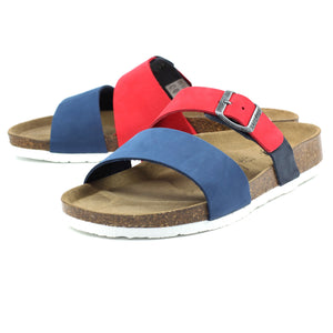 Lazy Dogz Ruby Red Multi Womens Casual Comfort Leather Slip On Sandals