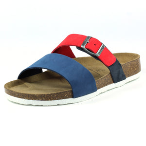 Lazy Dogz Ruby Red Multi Womens Casual Comfort Leather Slip On Sandals