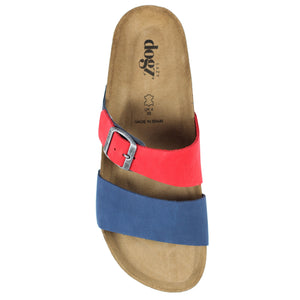 Lazy Dogz Ruby Red Multi Womens Casual Comfort Leather Slip On Sandals