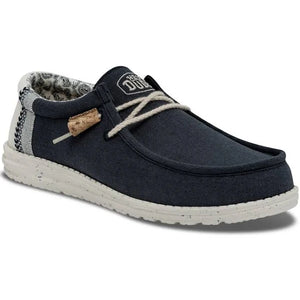 Hey Dude Wally Break Stitch Navy Men's Slip On Linen Shoes