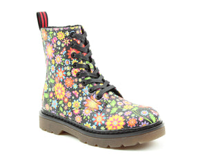 Heavenly Feet Justina Meadow Floral  Womens Casual Comfort Lace Up Boots