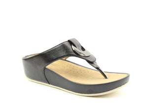 Heavenly Feet Charm Black Womens Casual Comfort Toe Post Sandals