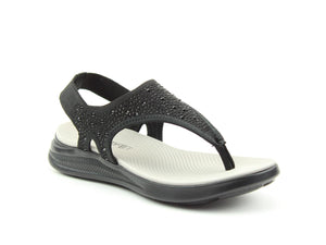 Heavenly Feet Cocktail Black Womens Casual Comfort Toe Post Slingback Sandals