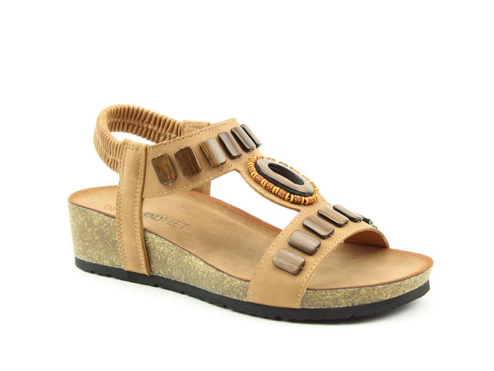 Heavenly Feet Madrid Brown Womens Casual Comfort Wedge Sandals