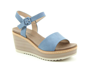 Heavenly Feet Orion Denim Blue Ladies Casual Comfort Wedge Sandals