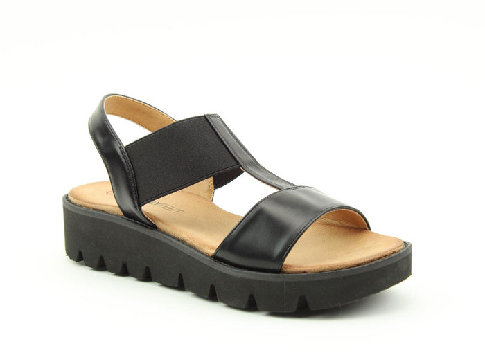 Heavenly Feet Ritz Black Womens Casual Comfort Slingback Sandals