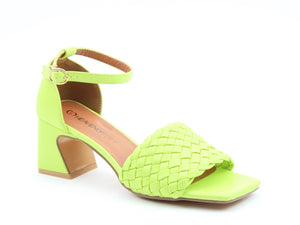 Heavenly Feet Calypso Lime Womens Vegan Casual Comfort Ankle Strap Heeled Sandals