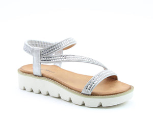 Heavenly Feet Fresco Silver Womens Casual Comfort Lightweight Slingback Sandals