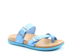 Heavenly Feet Malibu Blue Womens Casual Comfort Slip On Sandals