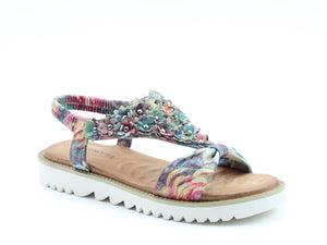 Heavenly Margarita Blue Floral Womens Casual Comfort Sandals