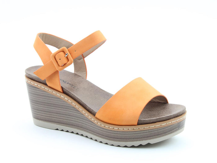Heavenly Feet Orion Orange Ladies Casual Comfort Wedge Sandals