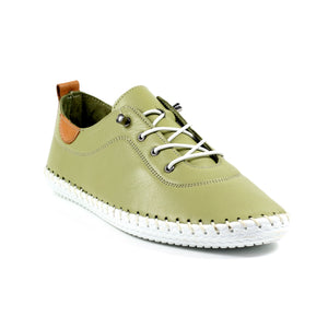 Lunar FLE030 St Ives Khaki Womens Casual Comfort Leather Lace Up Trainers