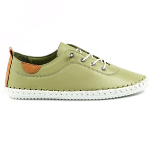 Lunar FLE030 St Ives Khaki Womens Casual Comfort Leather Lace Up Trainers