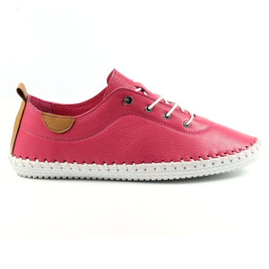 Lunar FLE030 St Ives Rasberry Womens Casual Comfort Leather Lace Up Trainers