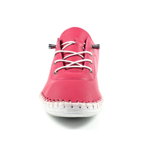 Lunar FLE030 St Ives Rasberry Womens Casual Comfort Leather Lace Up Trainers