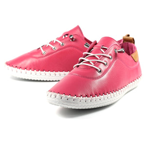 Lunar FLE030 St Ives Rasberry Womens Casual Comfort Leather Lace Up Trainers