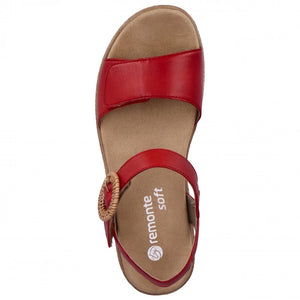 Remonte D0Q52-33 Red Womens Casual Comfort Touch Fastening with Buckle Detail Sandals